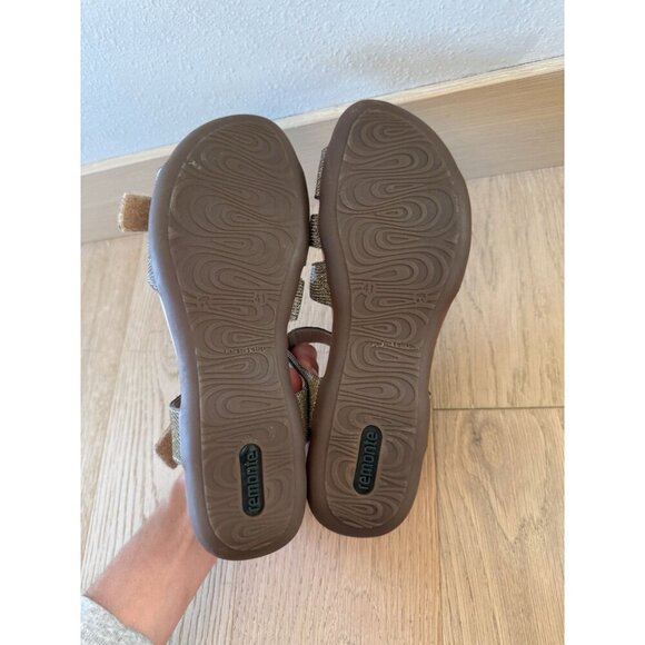 Remonte Soft Slip On Sandals Shoes 41 10 Gray Adjustable Strap Heel Leather - Picture 2 of 4